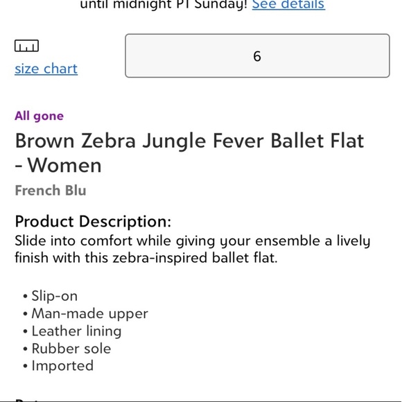 French Blu Brown Zebra Jungle Fever Ballet Flats Women’s Size 6 - Picture 5 of 5